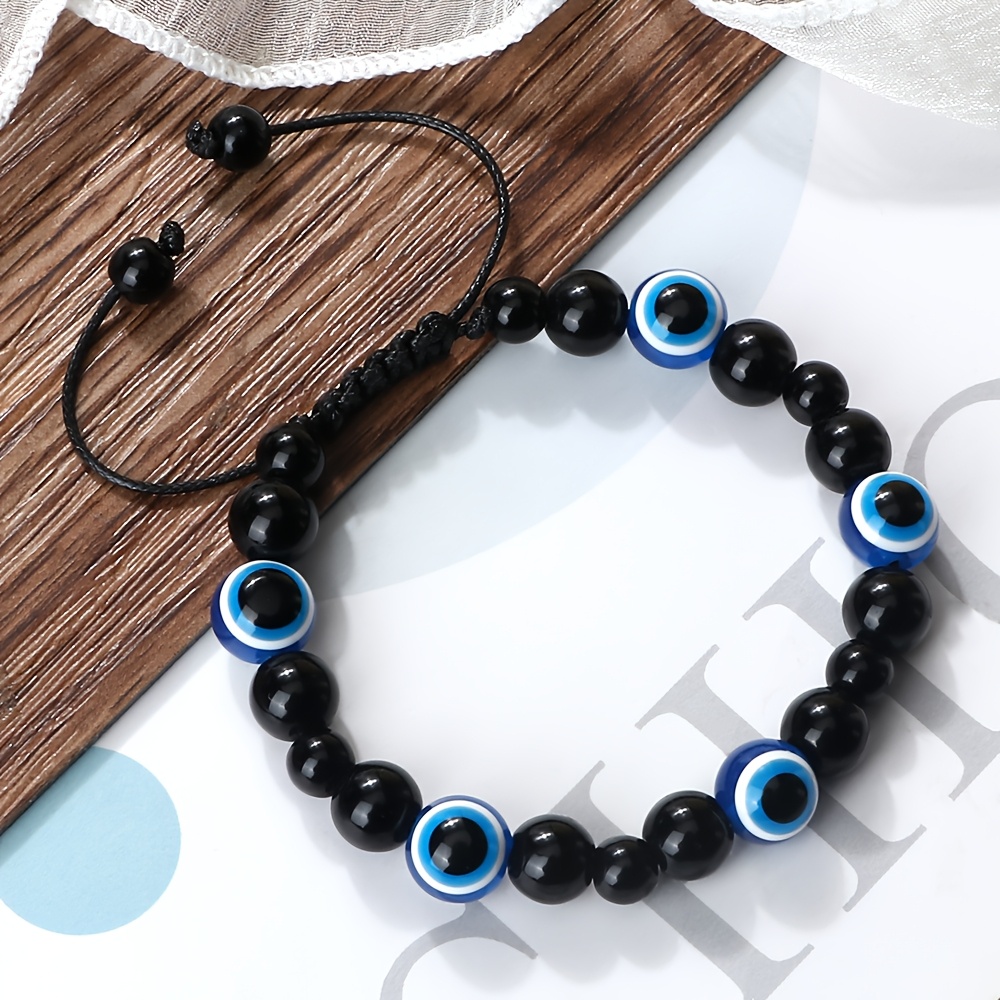 Devil'S Eye Bracelet Natural Stone Adjustable Bangle Vintage Style